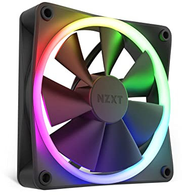 NZXT F120 RGB-Lüfter - RF-R12TF-B1 - Erweiterte RGB-Beleuchtungsanpassung - Flüsterleise Kühlung - Dreifach (RGB-Lüfter & Controller enthalten) - 120mm Lüfter - Schwarz