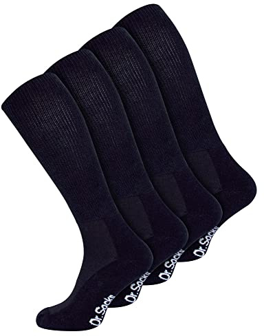 Dr.Socks Calzini Diabetici Alti al Ginocchio da Uomo Calzini di Bambù Lunghi e Larghi Extra Larghi per Gambe Gonfie (46-50, Nero)