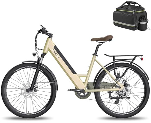 Fafrees Bici Elettrica, 26 Pollici Bicicletta Elettrica Uomo, 36V 14.5Ah Ebike Donna 90KM Pedalata Assistita, 250W Bici Elettriche da Città, 7 Velocità, Official F26 Pro Oro