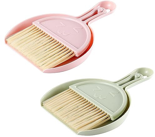 2Pcs Mini Dustpan Combo Small Dustpan Brush Set Portable Mini Dust Pan Broom Set Table Top Brush Table Crumb Sweeper for Office Home Desk