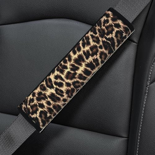 SUNTRADE 2 Stück Auto Sicherheitsgurtabdeckung für Männer Frauen Tier Leopard Druck Universal Lustige Schultergurt Polsterung für Fahrzeug SUV