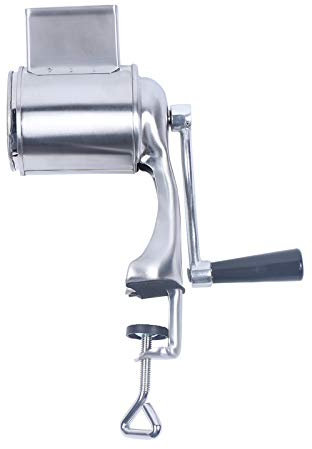 Grattugia manuale per patate, in acciaio inox, taglierina manuale a tamburo, grattugiatrice con 5 tamburi, da cucina, facile da usare, argento, 10 x 24 cm