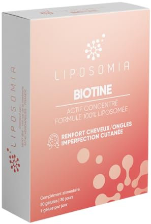 Prescription Nature - BIOTINE LIPOSOMIA - Complément Alimentaire Peau, Cheveux et Ongles - Actif Concentré, Formule Liposomée - Fabrication Française - 30 Gélules