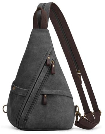 S-ZONE Unisex Sling Rucksack Wasserabweisende Canvas Brusttasche Crossbody Umhängetasche Schultertasche Sporttasche Bodybag Sling Bag Schulterrucksack