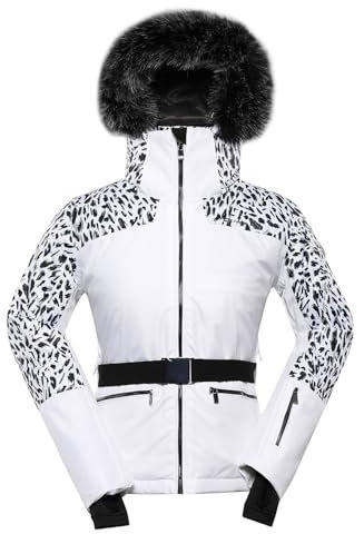 ALPINE PRO OLADA Damen Modische Skijacke mit Kapuze, Stretch Snowboard Jacke mit Pelz, Winterjacke mit Schneefang, Outdoorjacke, Wanderjacke, Jacke für die Berge, Wasserdichte und Atmungsaktive Jacke