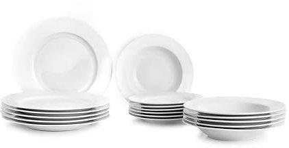 IBILI - Service de table 18 pièces Castille blanche, assiettes en porcelaine pour 6 personnes