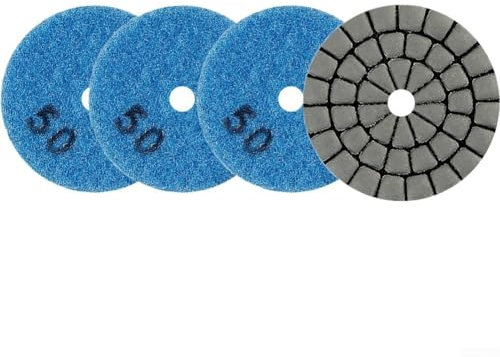 Besttoolifes Dischi abrasivi da 50 mm, per lucidatura rapida e liscia di marmo, granito e piastrelle in pietra, 4 pezzi, grana 50
