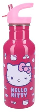 My sweety pop Dricksflaska för flickor, rostfritt stål, barnkammare, skola, semester, mat, 22 cm, 500 ml, vätskeintag, presentidé, flaska, Hello Kitty, rosa