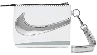 Nike Cortez Wristlet Pochette portefeuille avec bracelet unisexe Smoke Grey - Metallic Silver, Blanc, Taglia unica, Géométrique