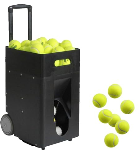 Lance-Balles électronique Portable,Lance-Balles Tennis Automatique Lanceur Balles Tennis,Avec Télécommande,Vitesse Et Rotation Réglables,Grande Capacité,Alimenté Par Batterie
