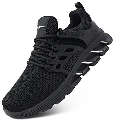 Hitmars Sicherheitsschuhe Herren Arbeitsschuhe Damen Stahlkappenschuhe Bequeme Leichte Kochschuhe rutschfest Männer Arbeit Schuhe Schwarz-Weiss EU 46