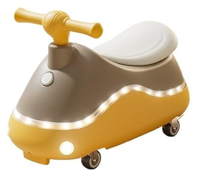 WLH Alexanders Carrelli Auto a forma di arachide con luce musicale, senza pedale, antiribaltamento, ruote silenziose, resistente e sicura Macchinine(Geel)