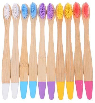 HAPINARY 10 Cepillos de Dientes de Bambú Coloridos para Niños Pequeños Cerdas Suaves y Mango de Madera Aptos para Uso en Casa y Viajes Familiares