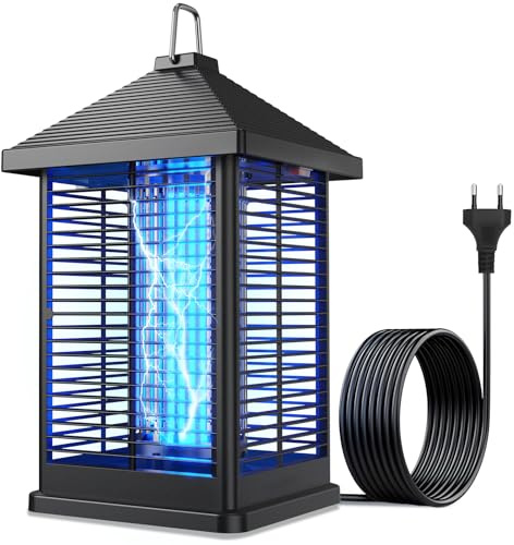 Lampada Antizanzare Elettrica 18W, 4000V Smart Auto Trappola Elettrica Anti-Insetti Volanti 80 ㎡ Copertura IPX4 Per Uso Interno Ed Esterno, Sicura Per Famiglia, Terrazza, Giardino, Campeggio, Casa