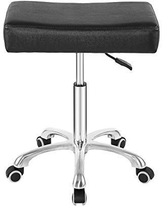 Nazalus Rolling Swivel Stool Height Adjustable with Wheels Heavy Duty for Office Home Desk Counter Salon (Black) (Black, Without Footrest)
