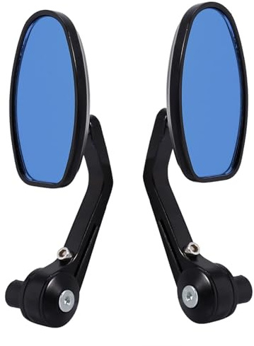 Specchio per estremità del manubrio, set specchietti retrovisori universali per moto, 1 paio di specchietti retrovisori per motociclette 7/8 pollici con fondello per moto manubrio, nero