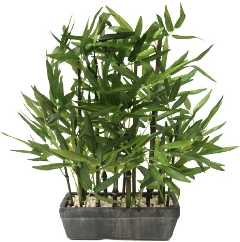 Flair Flower Cuenco con Piedras Decorativas, bambú, Hierba de citronela, Verdes, Flores Artificiales, Maceta, Plantas de Interior, 41 cm