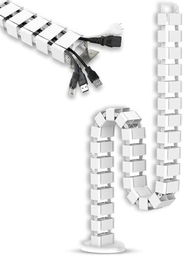 Tablakala Organizador Cables Escritorio - Organizador de Cables, de Largo 120cm, para Ocultar Cables de Escritorio - Caja Organizadora Cables - Cable Management para Standing Desk (Blanco)