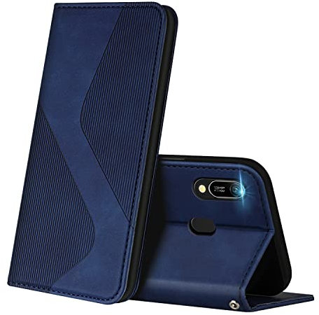 ZONNAVI Hülle für Huawei Y6 2019, PU Leder Handyhülle mit Kartenfächer und Standfunktion, Lederhülle Flip Wallet Case Schutzhülle für Huawei Y6 2019 (Blau)