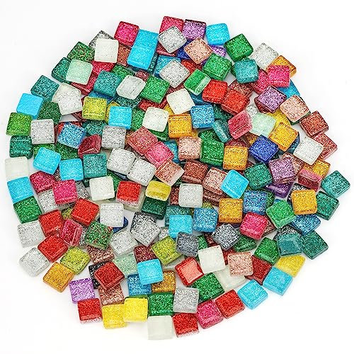 Belle Vous Set da 200 Tessere Mosaico Colorate Assortite - 1 x 1cm - Kit Mosaico in Acrilico di Forma Quadrata per Fai da te e Decorazioni per la Casa