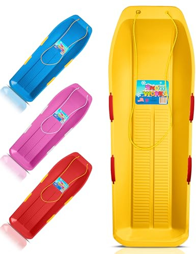 Super Targa Toboggan Downhill 2-Person Snow Sled w/ Handles, Durable Outdoor Fun