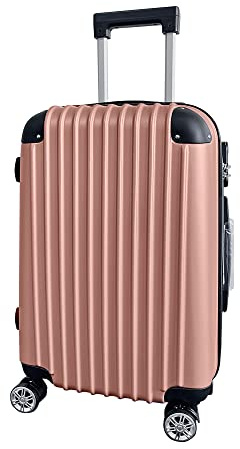 Panana 24 Modern Design Hard Shell Cabin ABS Suitcase 4 Wheel Luggage Trolley Case Lightweight (Style2-Rose Gold, 24 Medium)