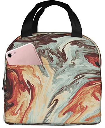 XVBCDFG Bolsa de almuerzo marrón mezclada de mármol Oficina al aire libre Papel de aluminio portátil Aislamiento grueso y bolsa Bento de mantenimiento fresco