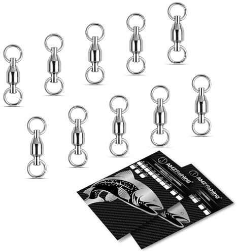 AMZfishing® 10x Girelle a cuscinetto | Girelle con cuscinetto | Set di girelle | Girella per siluro | Set di girelle da pesca | Girelle per pesca | Girelle per angling (10 pezzi, a: #0 (8kg))
