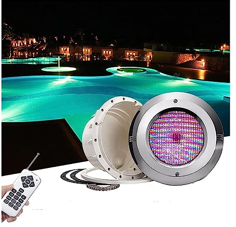 LED-poolbelysning med nisch PAR56 Rostfritt stål 12V AC IP68 Infälld undervattenslampa för simbassänger med film Typ Vattentät (Färg : Rgb + Fjärrkontroll, Storlek : 18W)
