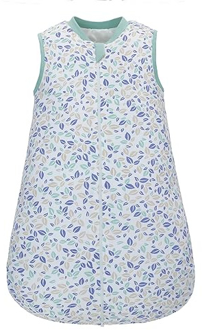 Vintersovsäck baby 2.5 TOG, 100 % bomull, vintersovsäck för baby, sovsäck, ärmlös, sovsäck, varm pyjamas, Geometriska blad, S