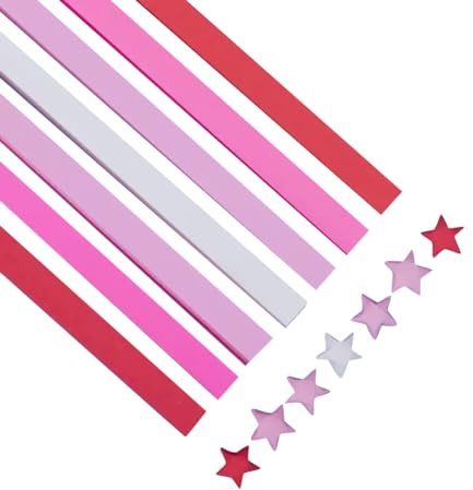 JIHUOO 540 fogli di carta per origami stelle pieghevoli strisce di carta per origami stelle Lucky Star strisce di carta pacchetto fai da te artigianato artistico forniture rosse