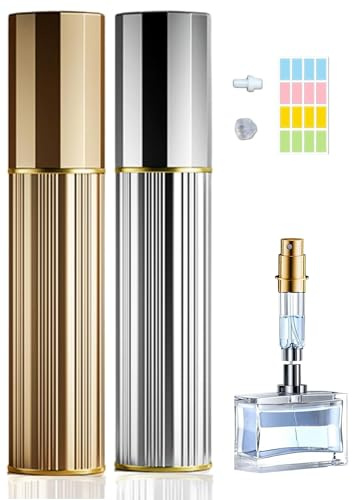 Travelofo 10ml Parfümzerstäuber nachfüllbar, Befülltechnik ohne Trichter leer Parfüm Zerstäuber Sprühflasche für Reise Handtasche unterwegs (Gold & Silber)