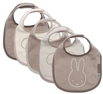Jollein Lätzchen Baby - Miffy And Friends - 5er Pack - Lätzchen Wasserdicht - Mit Klettverschluss - Babylatz - Sabberlätzchen Baby
