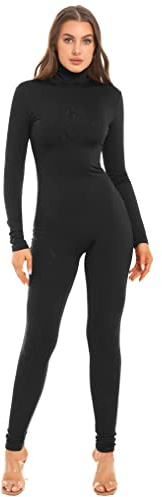 Kaerm Sport Body dam långärmad helkropp jumpsuit tajt polotröja overall balett dans helkroppsdräkt enfärgad leotard dancewear