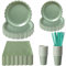 Set di piatti di carta verde salvia, tovaglioli e bicchieri, 125 pezzi, verde salvia, set di stoviglie per feste per baby shower, piatti e tovaglioli, verde salvia forniture per feste per la