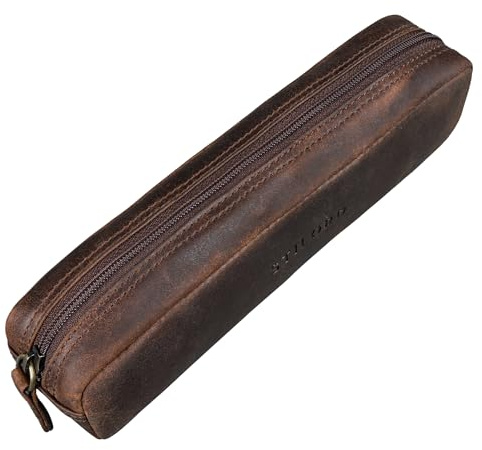 STILORD Preston Etui av läder Pennfodral Vintage Vintage läderetui Stiftroll Retro sminkväska Damer Herrar Faulenzer Äkta läder Farbe