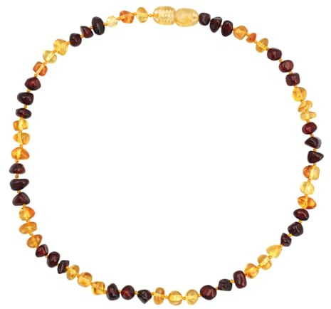 Collar de ámbar báltico para adultos, joyería de cuentas de 15.7 pulgadas con degradado multitono, elegante collar de piedras preciosas con cierre giratorio, ideal para regalar, talla única, Ámbar