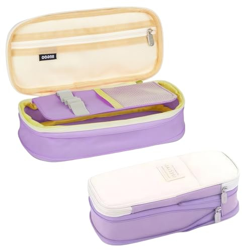 MUNSKT Astuccio portapenne di grande capacità, per ufficio, università, scuola, grande capacità, organizer per adolescenti, Viola, alla moda