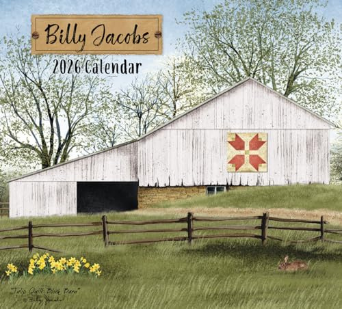 Crossroads Home 2026 Billy Jacobs Large Monthly Wall Calendar with Rustic Country Farmhouse Pictures - Scenic Country Landscapes And Farmhouse Style Illustrations