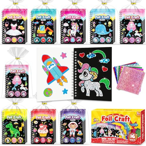 FUNNYB&G 16 Pack 2 IN 1 Kit de Arte con Foil + Libros de Colorear