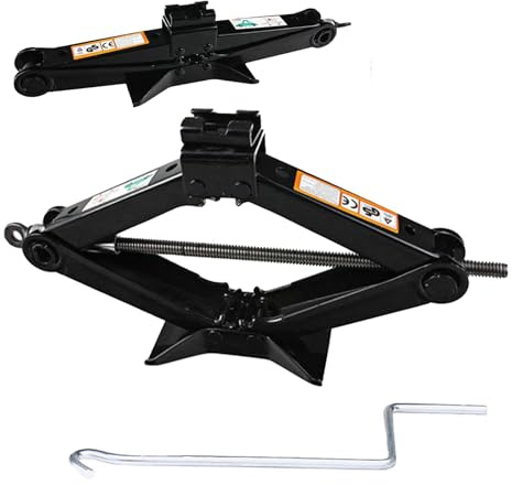 Gatos para Coche Gatos de Tijera manuales mecánicos de 2 toneladas con Base estabilizadora y Mango para reemplazo de neumáticos de automóviles/SUV Gato para Coche Kit
