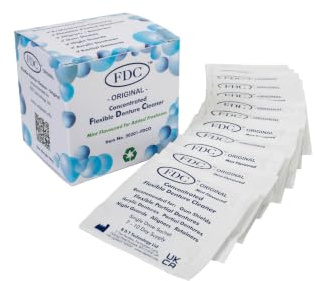 FDC Original Flexible Denture Cleaner | Safe for use with Valplast Flexible Partials, Acrylic and Chrome Dentures, as well as Nightguards and Retainers.