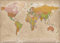 Close Up XXL Antike Vintage Riesen Weltkarte Retro Poster - aktuelle Version (140x100 cm) Top Qualität - MAPS IN Minutes + 1 Traumstrand Poster Insel Bora Bora zusätzlich