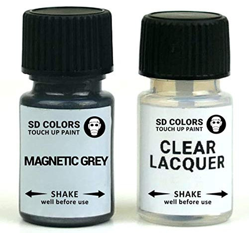 SD COLORS - Vernice per ritocchi grigio magnetico da 15 ML per la riparazione dei graffi (vernice + lacca)