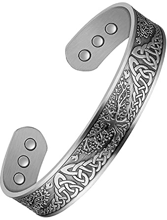 Jeracol Copper Magnetic Bracelet for Men Women,Tree of Life 100% Solid Copper Cuff Bangle with 6 3500 Guass Magnets,Adjustable Size Brazaletes with Jewellry Gift Box