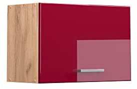Vicco Hängeschrank R-Line, Bordeaux Hochglanz/Goldkraft Eiche, 60 cm Flach
