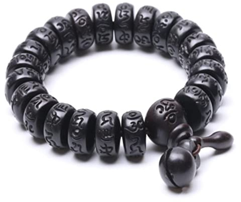 1 Pulsera Budista tibetana de Madera Natural para Hombre, Pulsera Mantra de meditación para Mujer, joyería de Yoga, Cuentas de tamaño 15 mm