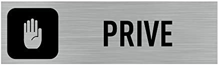 Pictogramme PRIVE (Q0017). Signalisation Porte - 170 X 50 mm - Autocollant souple ou plaque alu brossé 2mm. - Adhésif aspect aluminium brossé - Adhésif aspect aluminium brossé -