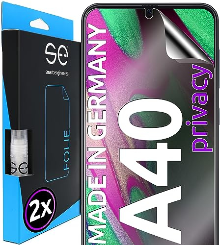 2x se® 3D SCHUTZFOLIE Privacy für Samsung Galaxy A40,Blickschutz, 100% Fingerabdruck & FaceID kompatibel, einfache blasenfreie Installation, Ultra-Klar, Stoß-Kratzfest, aus Deutschland