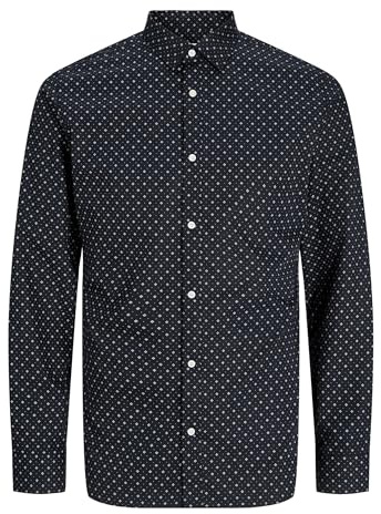 Jack & Jones Chemise Slim fit pour Homme, Noir/Détails : Ditsy AOP, M